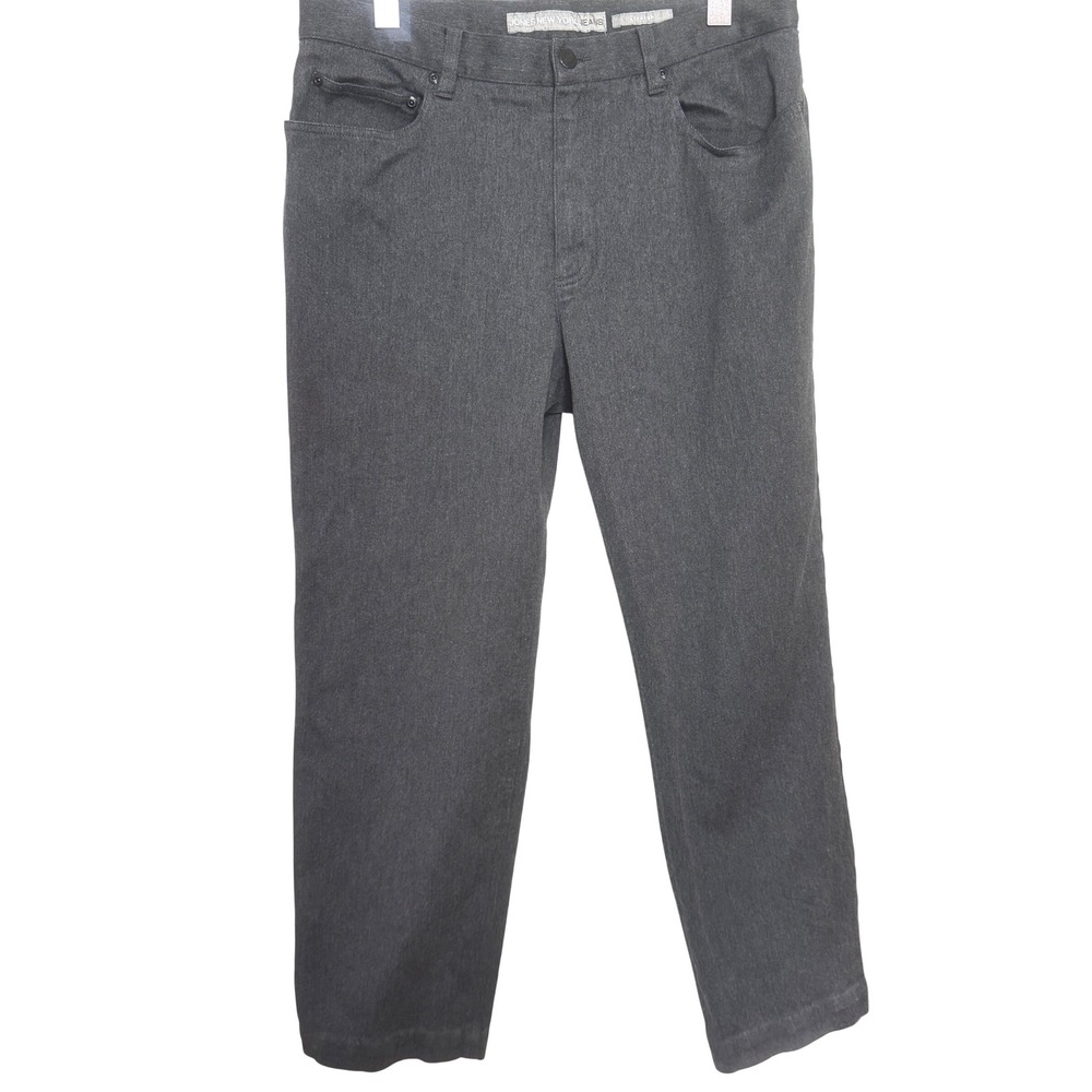 Jones New York Jeans Womens 14 Charcoal Gray Stretch‎ Straight Leg Denim Pants